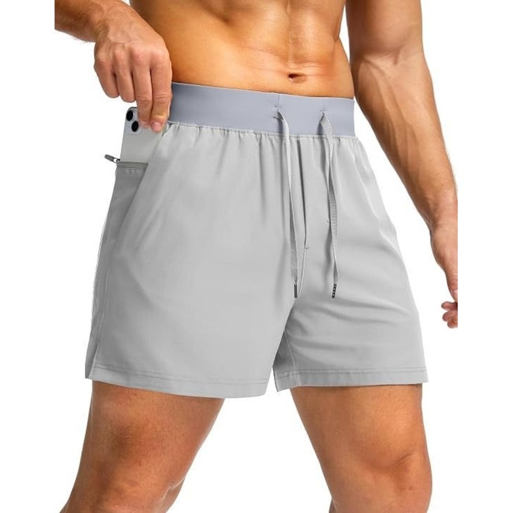 Soothfeel Men's 5" Athletic Quick Dry Lightweight Running Shorts - Light Grey XL